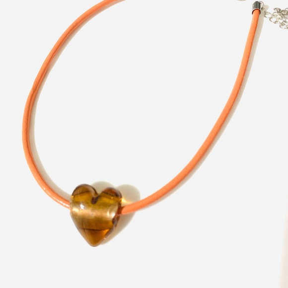 🧡NWT Free People Under The Sea Collar -Orange Heart Pendant Necklace 🧡 NWT - Picture 2 of 8